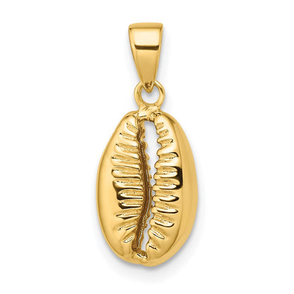 14K Gelbgold Polierter 3D-Kaurimuschel-Anhänger
