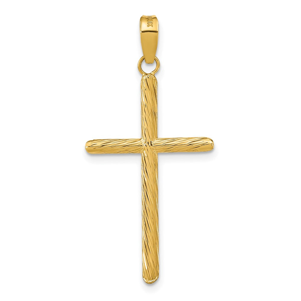 14K Gelbgold Poliert & Strukturiert Fantasie Kreuz Anhänger