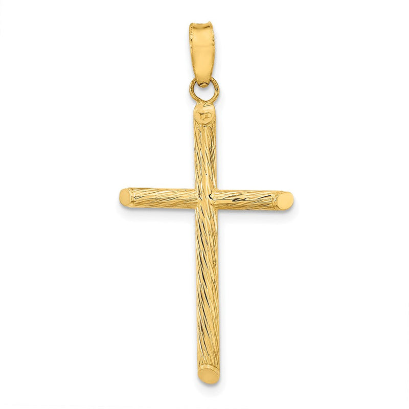 14K Gelbgold Poliert & Strukturiert Fantasie Kreuz Anhänger
