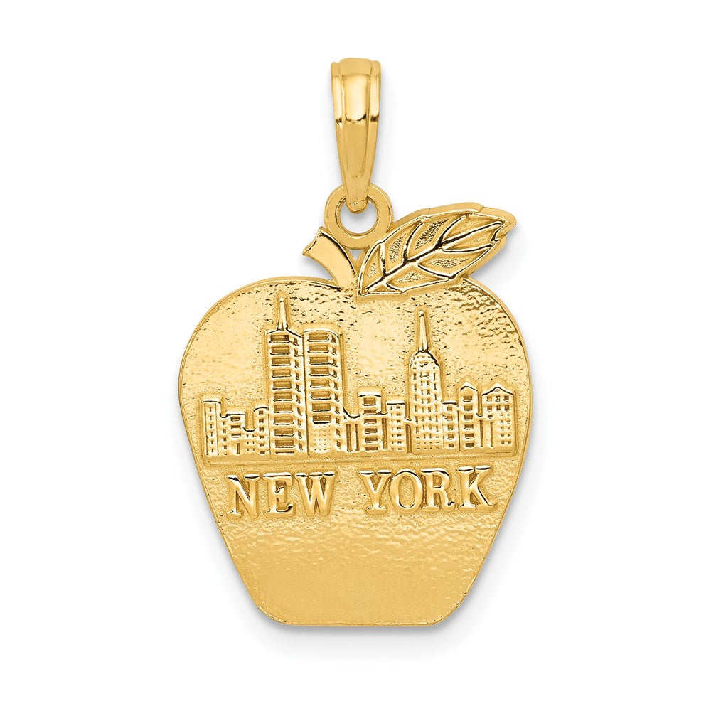 14K Gelbgold massiver New-York-Skyline-Anhänger auf kleinem Apfel
