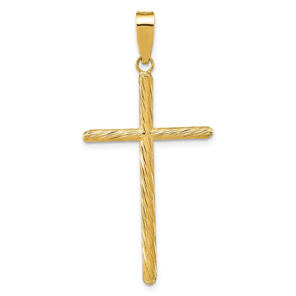 14K Gelbgold Poliert & Strukturiert Fantasie Kreuz Anhänger