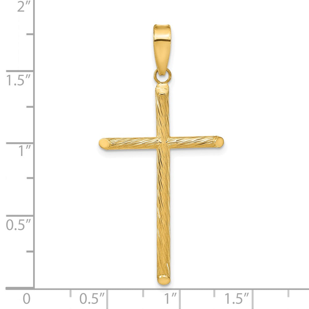 14K Gelbgold Poliert & Strukturiert Fantasie Kreuz Anhänger