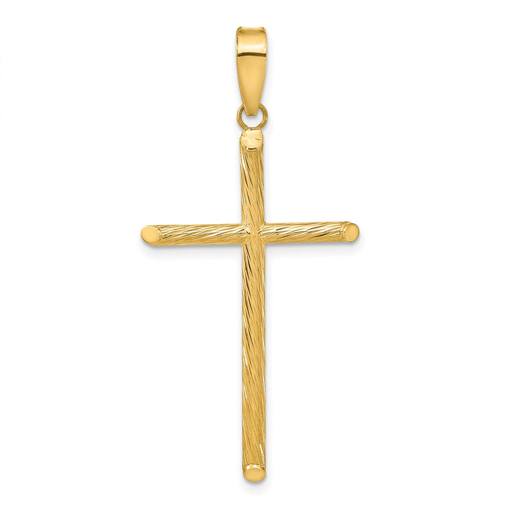 14K Gelbgold Poliert & Strukturiert Fantasie Kreuz Anhänger
