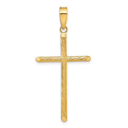14K Gelbgold Poliert & Strukturiert Fantasie Kreuz Anhänger