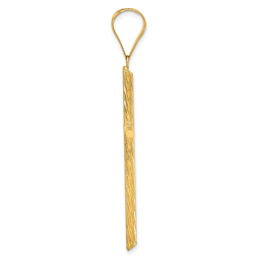 14K Gelbgold Anhänger, poliert und texturiert, Fantasie-Kreuz-Design