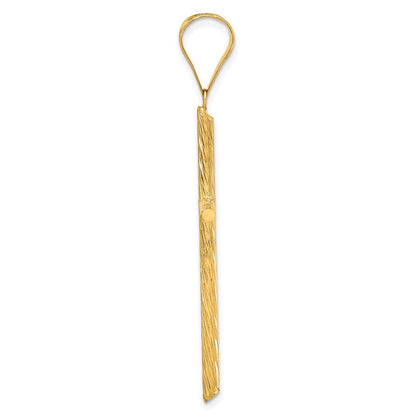14K Gelbgold Anhänger, poliert und texturiert, Fantasie-Kreuz-Design