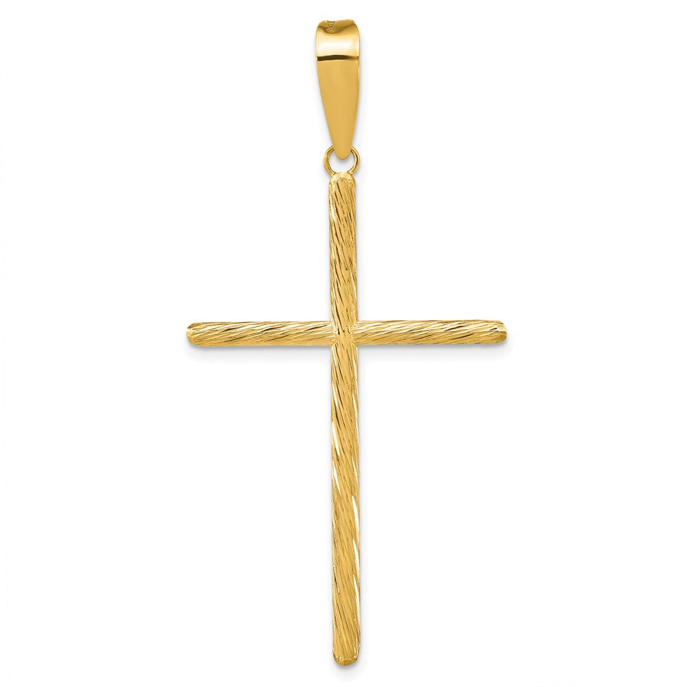 14K Gelbgold Anhänger, poliert und texturiert, Fantasie-Kreuz-Design