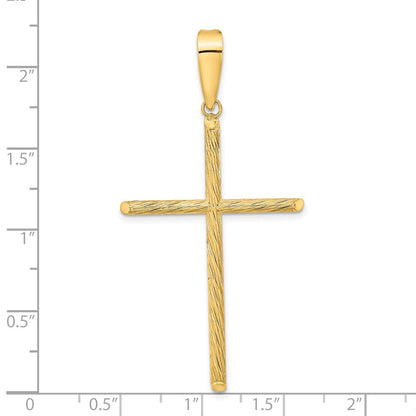 14K Gelbgold Anhänger, poliert und texturiert, Fantasie-Kreuz-Design