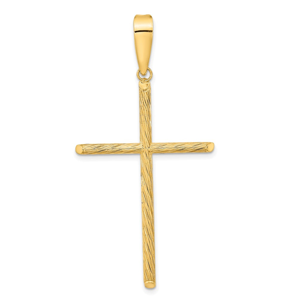 14K Gelbgold Anhänger, poliert und texturiert, Fantasie-Kreuz-Design