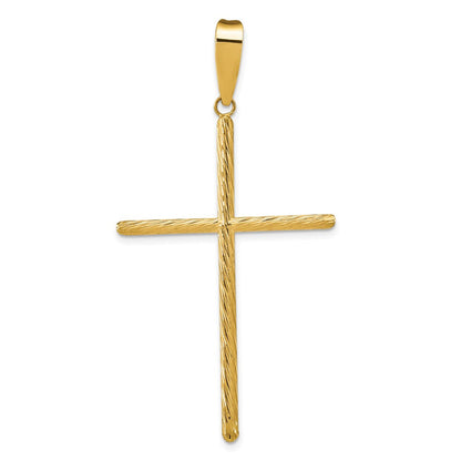14K Gelbgold Poliert & Strukturiert Fantasie-Kreuz-Anhänger