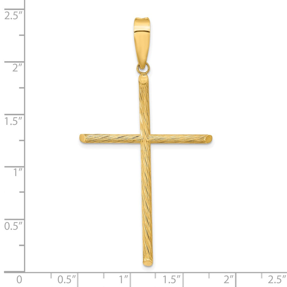 14K Gelbgold Poliert & Strukturiert Fantasie-Kreuz-Anhänger