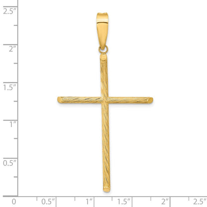 14K Gelbgold Poliert & Strukturiert Fantasie-Kreuz-Anhänger