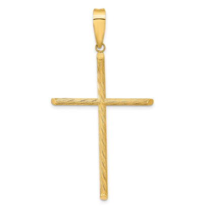 14K Gelbgold Poliert & Strukturiert Fantasie-Kreuz-Anhänger