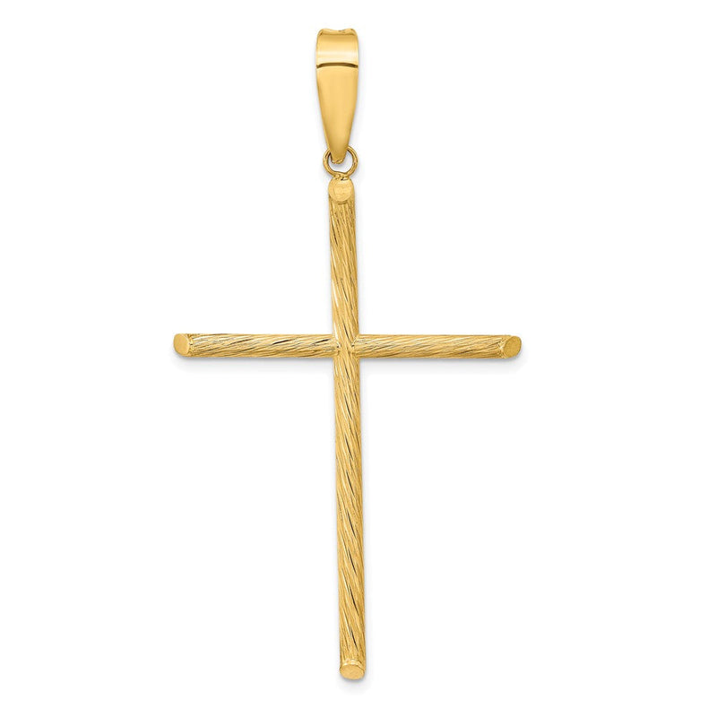 14K Gelbgold Poliert & Strukturiert Fantasie-Kreuz-Anhänger
