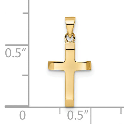 14K Gelbgold Poliert Verjüngt Ends Hohl Kreuz Anhänger