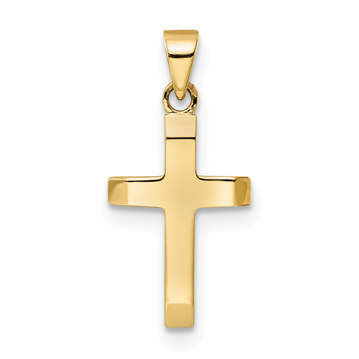 14K Gelbgold Poliert Verjüngt Ends Hohl Kreuz Anhänger