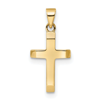 14K Gelbgold Poliert Verjüngt Ends Hohl Kreuz Anhänger