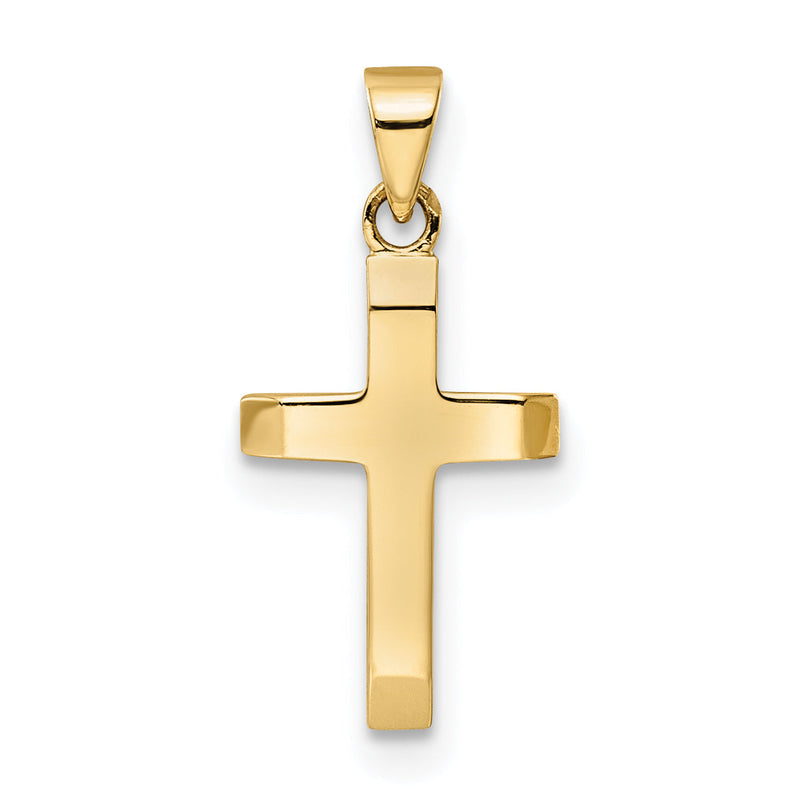 14K Gelbgold Poliert Verjüngt Ends Hohl Kreuz Anhänger