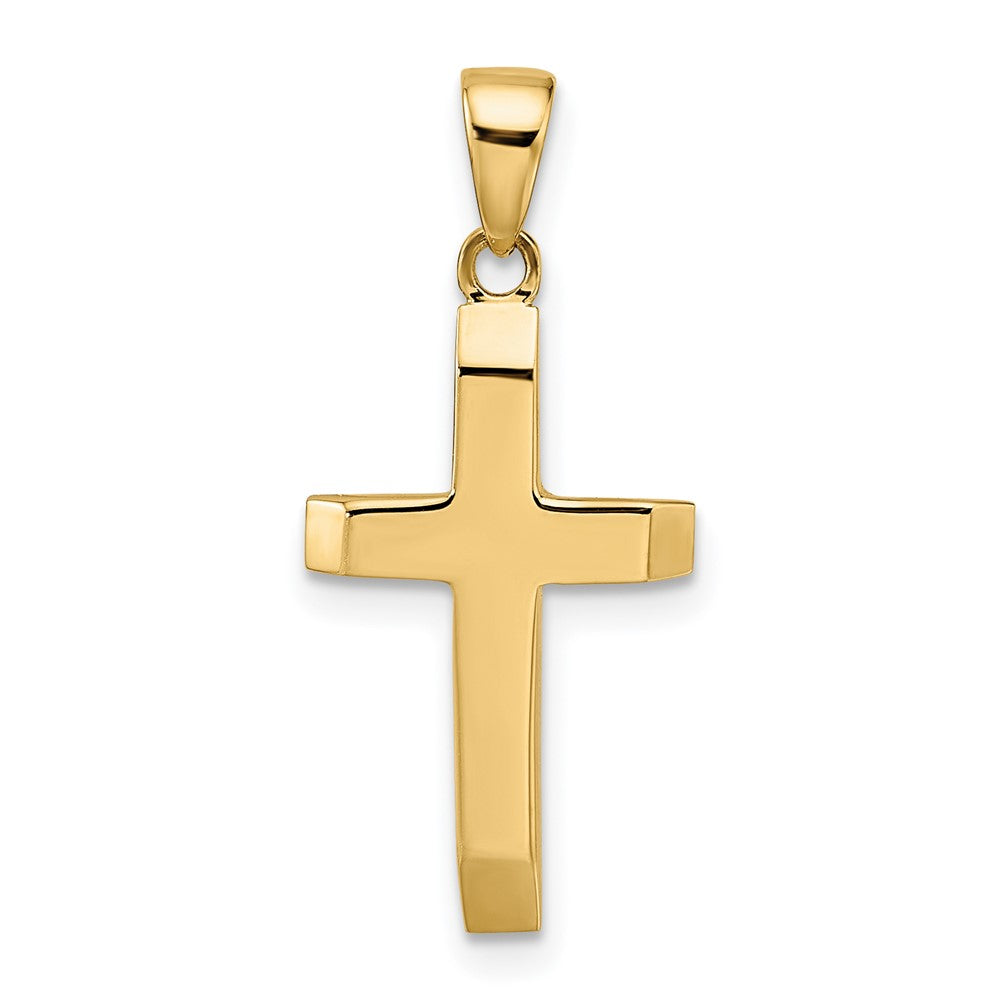 14K Gelbgold Poliert Verjüngt Ends Hohl Kreuz Anhänger