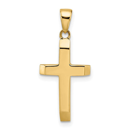 14K Gelbgold Poliert Verjüngt Ends Hohl Kreuz Anhänger