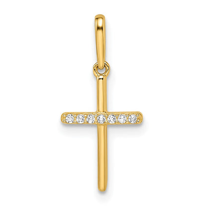14K Gelbgold Zirkonia Kreuz Anhänger
