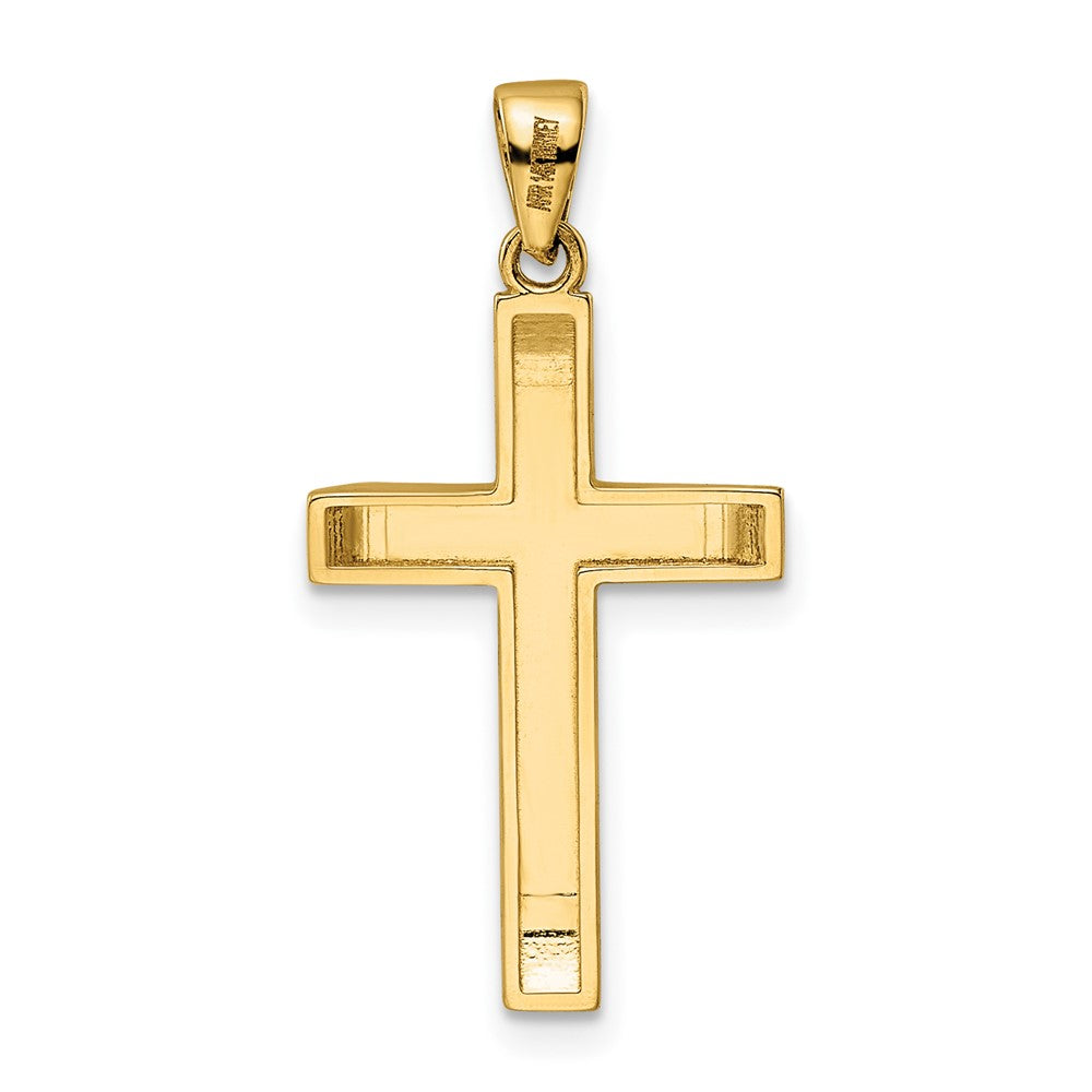 14K Bicolor Gold Polierter und Texturierter Kruzifix-Anhänger