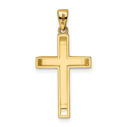 14K Bicolor Gold Polierter und Texturierter Kruzifix-Anhänger