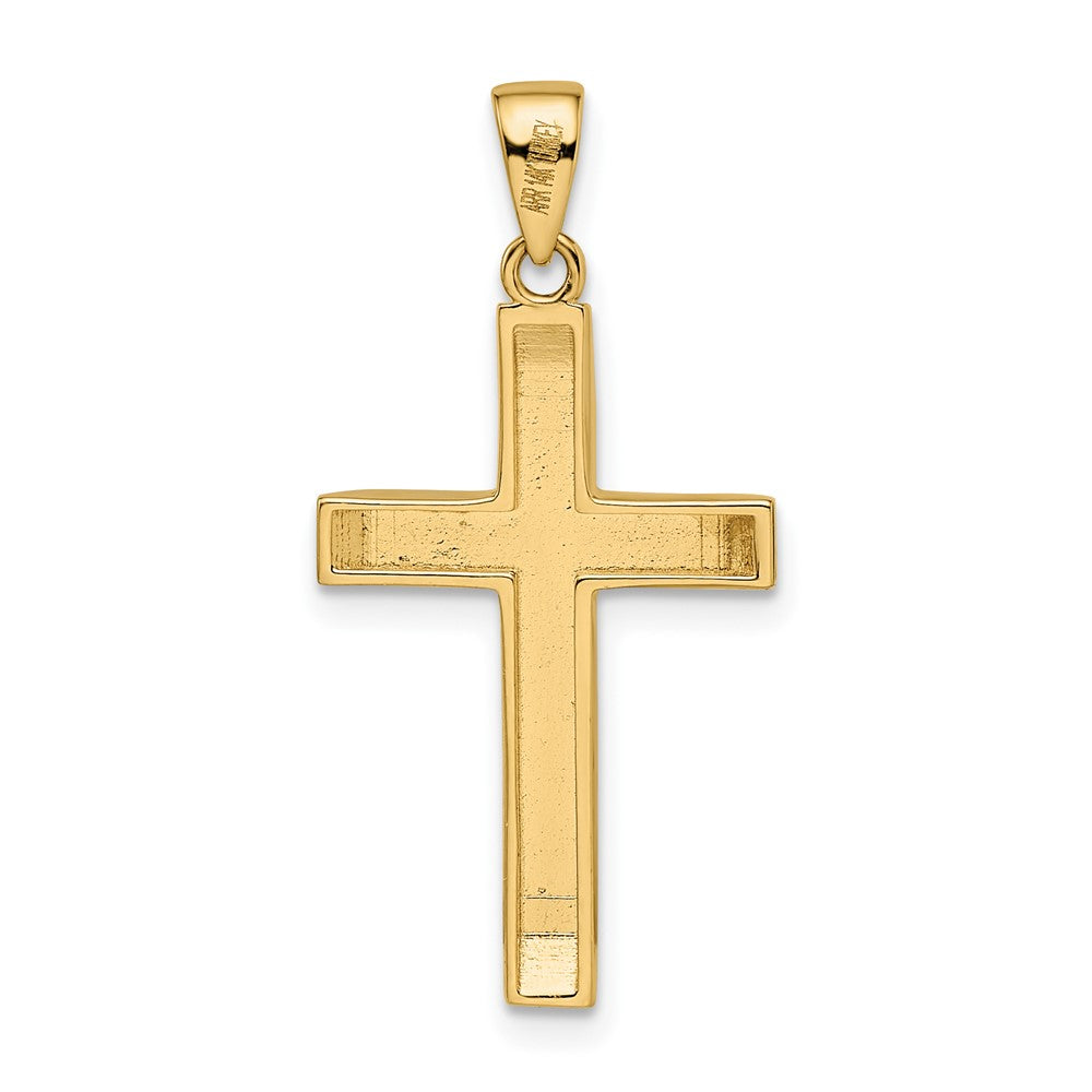 14K Bicolor-Gold Gelbgold und Roségold mit Weiß-Rhodinierung Facettiertes Großes Kruzifix-Anhänger
