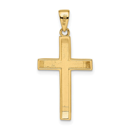 14K Bicolor-Gold Gelbgold und Roségold mit Weiß-Rhodinierung Facettiertes Großes Kruzifix-Anhänger
