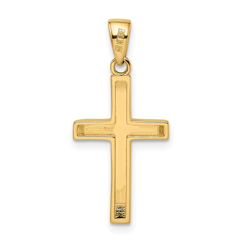 14 Karat Bicolor-Gold, Gelbgold und Roségold mit Weißrhodium, abgeschrägter mittelgroßer Kruzifix-Anhänger