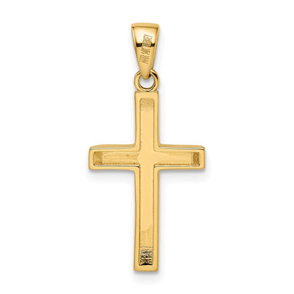 14 Karat Bicolor-Gold, Gelbgold und Roségold mit Weißrhodium, abgeschrägter mittelgroßer Kruzifix-Anhänger