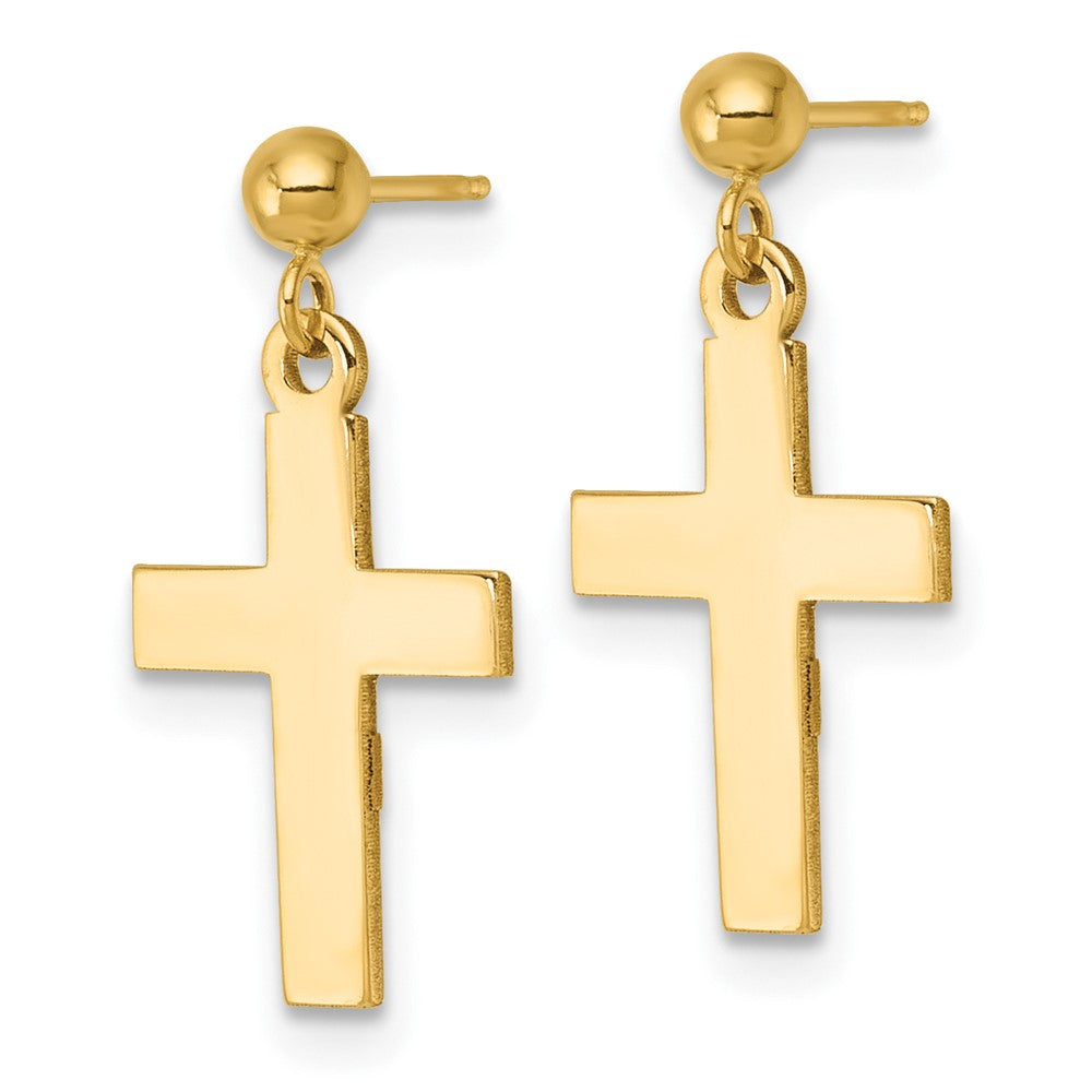 14K Gelbgold Poliert Kreuz Ohrringe