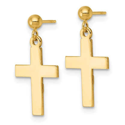 14K Gelbgold Poliert Kreuz Ohrringe