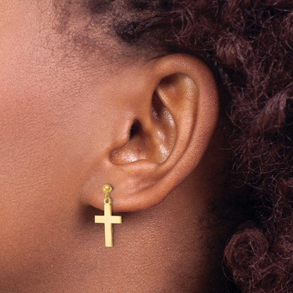 14K Gelbgold Poliert Kreuz Ohrringe