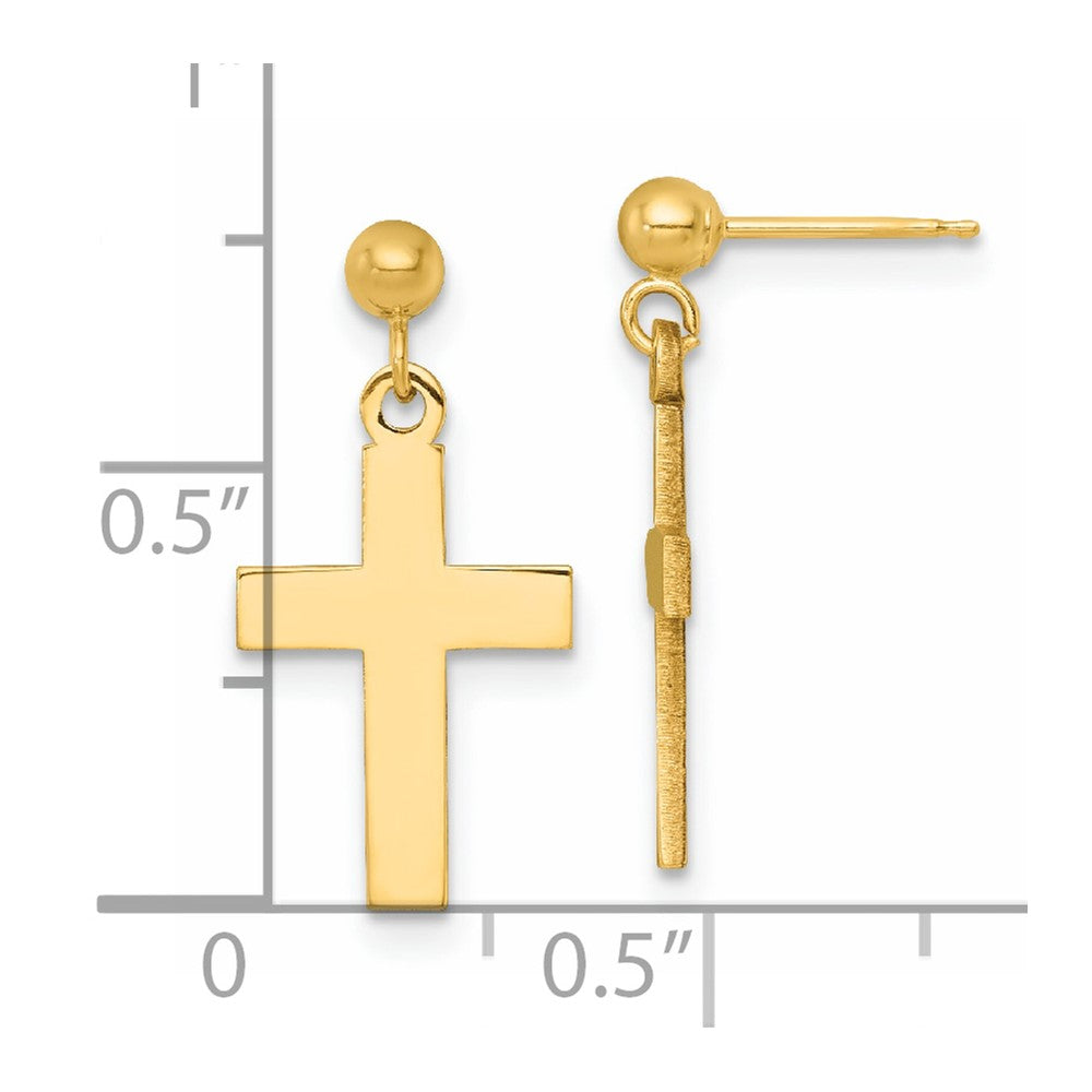 14K Gelbgold Poliert Kreuz Ohrringe