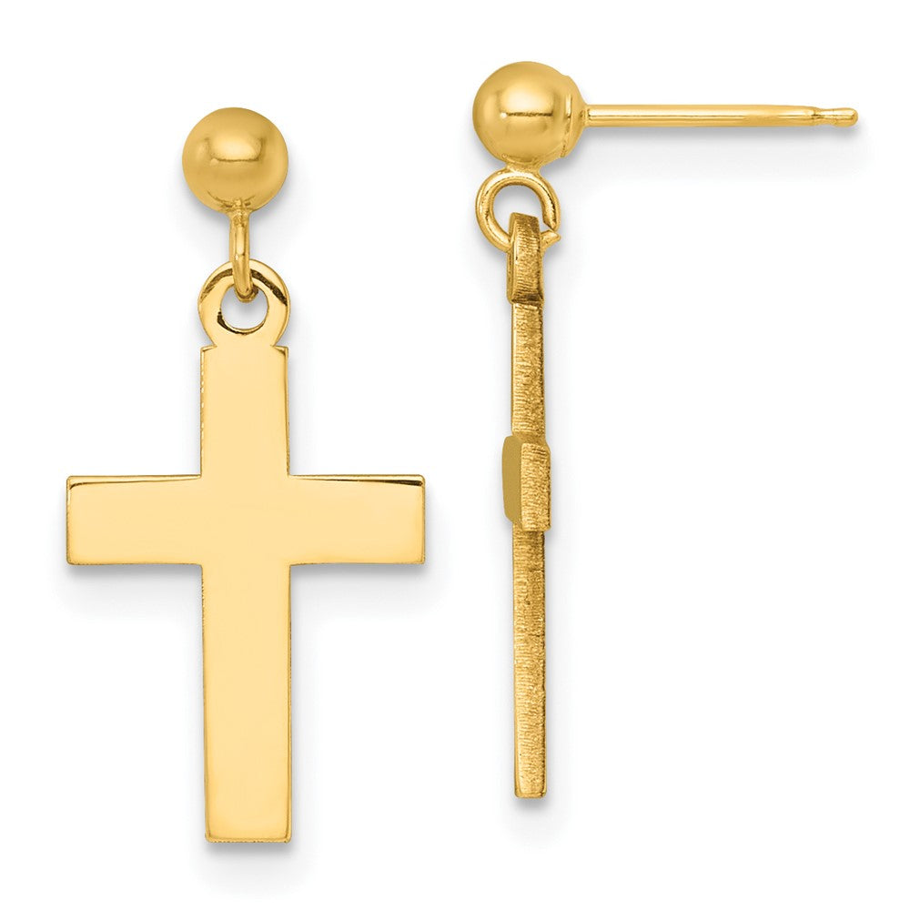 14K Gelbgold Poliert Kreuz Ohrringe