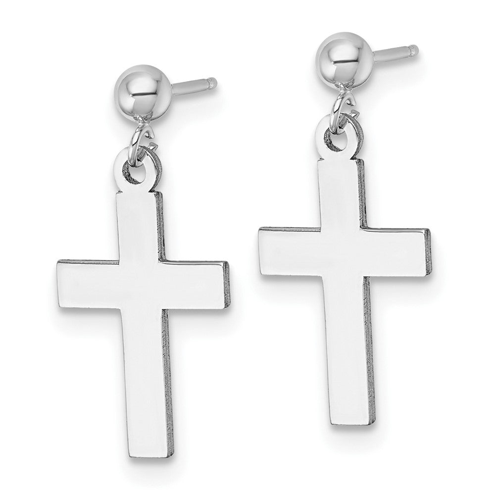14K Weißgold Poliert Kreuz Ohrringe