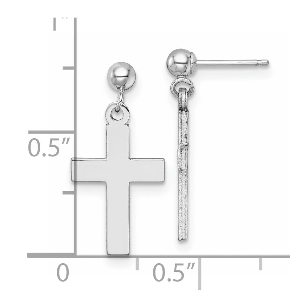 14K Weißgold Poliert Kreuz Ohrringe