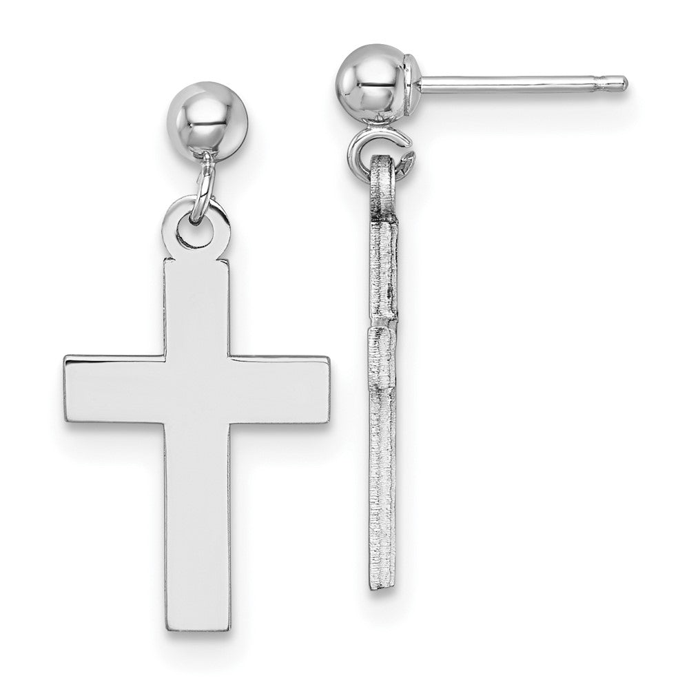 14K Weißgold Poliert Kreuz Ohrringe