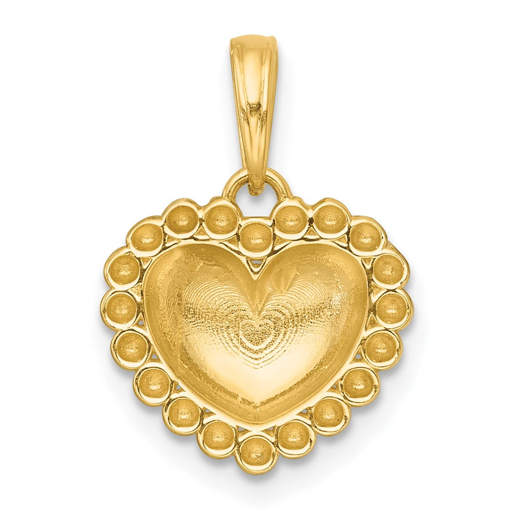 14K Gelb & Rhodium mit Weiß Rhodium Poliert Gewölbt Herz Charm