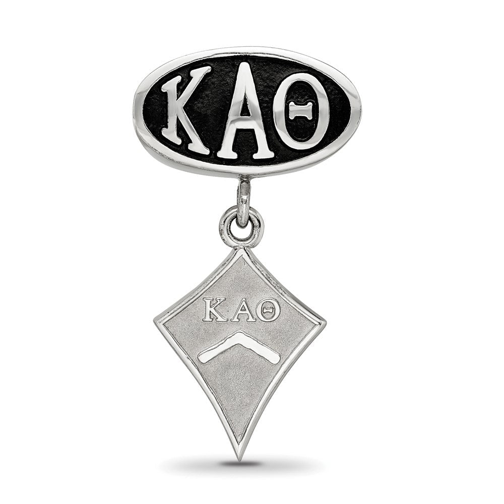 Sterlingsilber Logoart Kappa Alpha Theta Oval mit Kite Hängend Perle