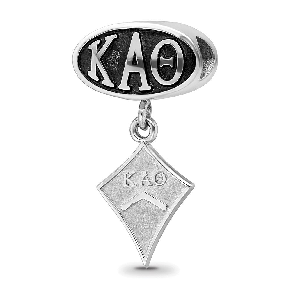 Sterlingsilber Logoart Kappa Alpha Theta Oval mit Kite Hängend Perle