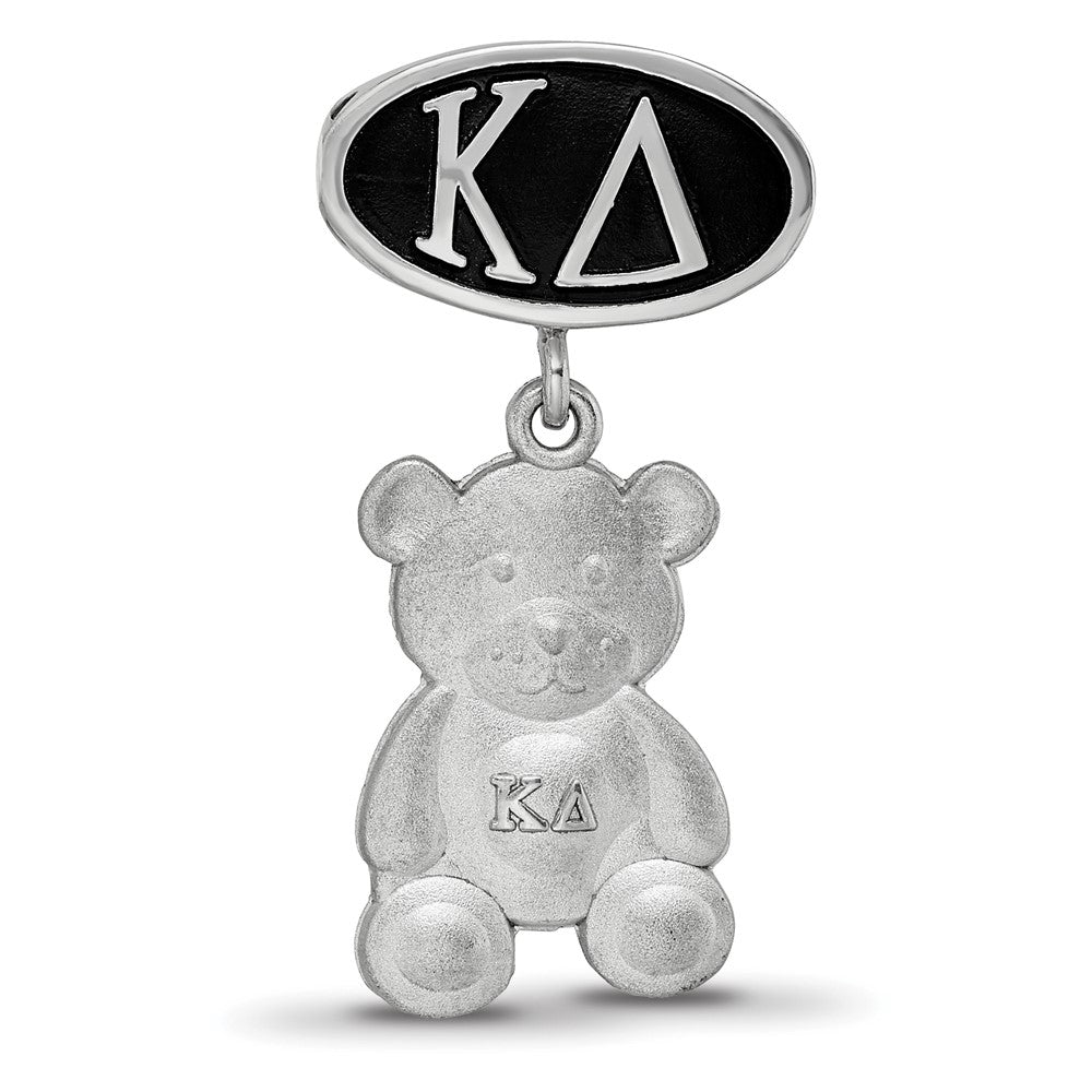 Sterlingsilber Logoart Kappa Delta Oval mit Teddy Bär Hängend Perle