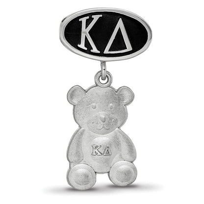 Sterlingsilber Logoart Kappa Delta Oval mit Teddy Bär Hängend Perle