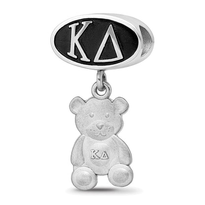 Sterlingsilber Logoart Kappa Delta Oval mit Teddy Bär Hängend Perle