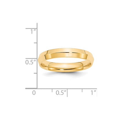 14K Gelbgold 4 mm Ehering mit Messerkante und Komfort-Passform