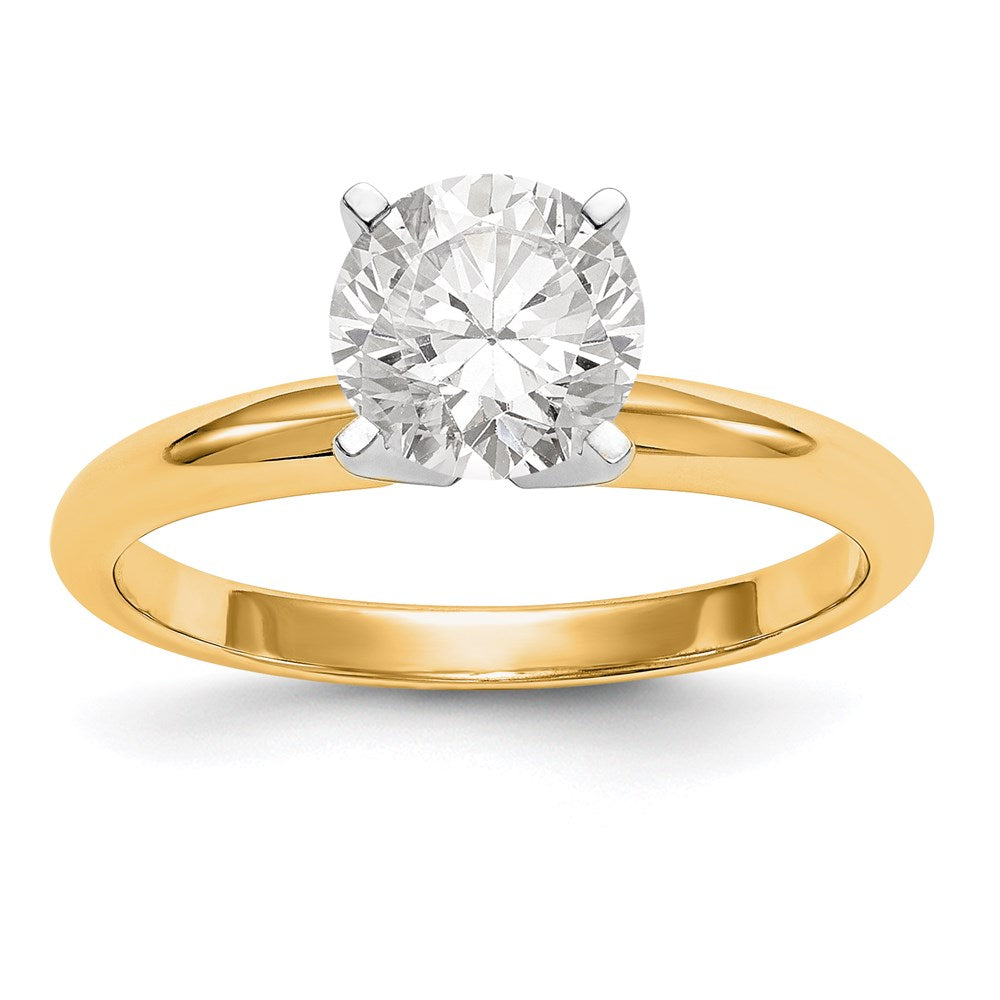 14K Bicolor 1/4 Ct. Rund Vs/si Gh Im Labor Gezüchtet Diamant Solitär Leicht Halb-round 4 Krappen Ring