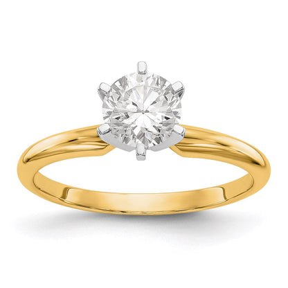 14K Bicolor 1/2 Ct. Rund Vs/si Gh Im Labor Gezüchtet Diamant Solitär Leicht Halb-round 6 Krappen Ring