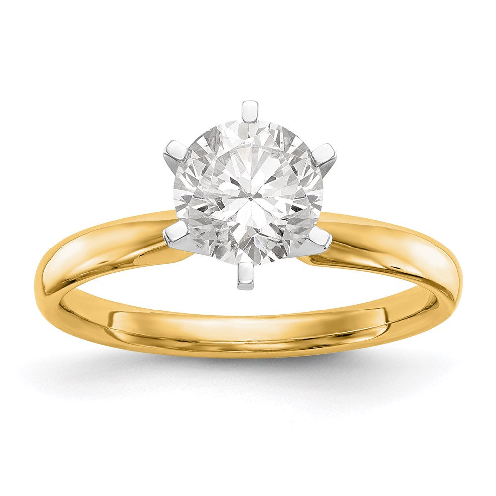 14K Bicolor 1/2 Ct. Im Labor Gezüchtet Diamant Vs/si+ G+ Rund Solitär Leicht Komfort-Passform Sechskrappen Ring