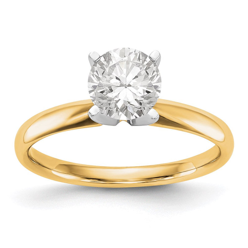 14K Bicolor 1/2 Ct. Rund Vs/si Gh Im Labor Gezüchtet Diamant Solitär Leicht Komfort-Passform 4 Krappen Ring